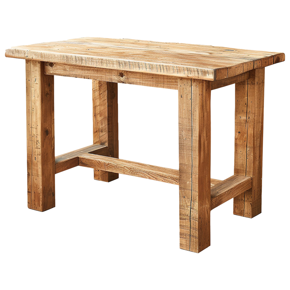 Wooden dining table from old tree isolated on a transparent background png