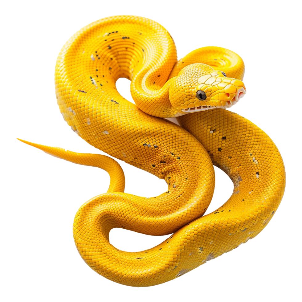 Yellow python snake isolated on transparent background png