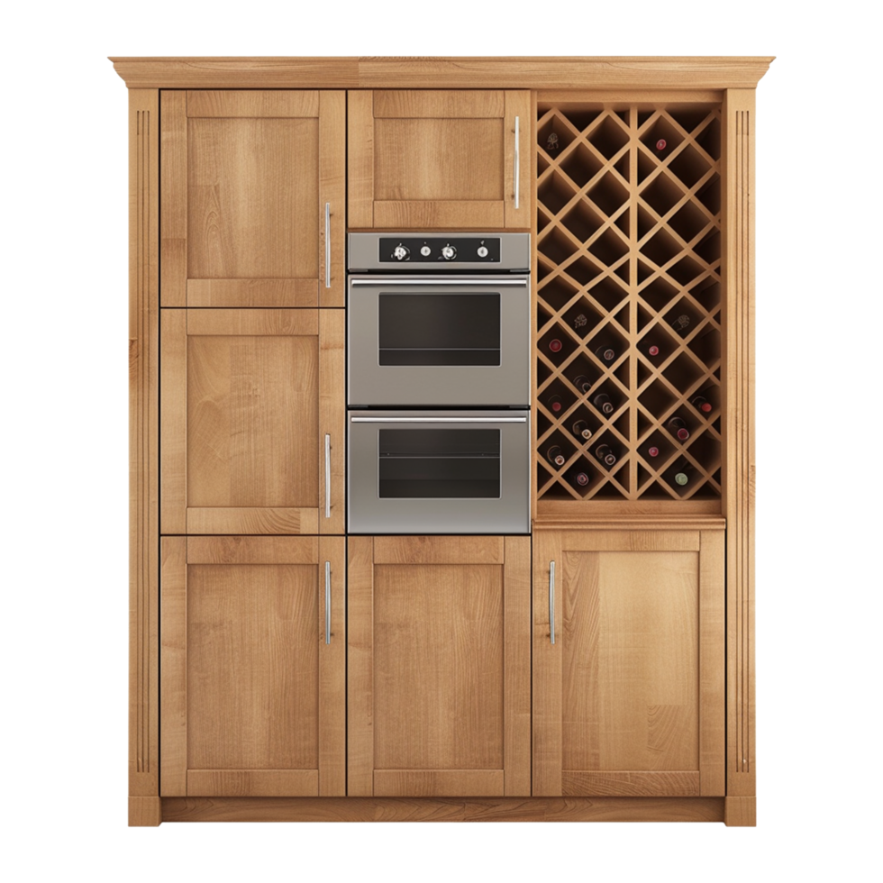 Wine and refrigerator cabinet in the kitchen isolated on transparent background png