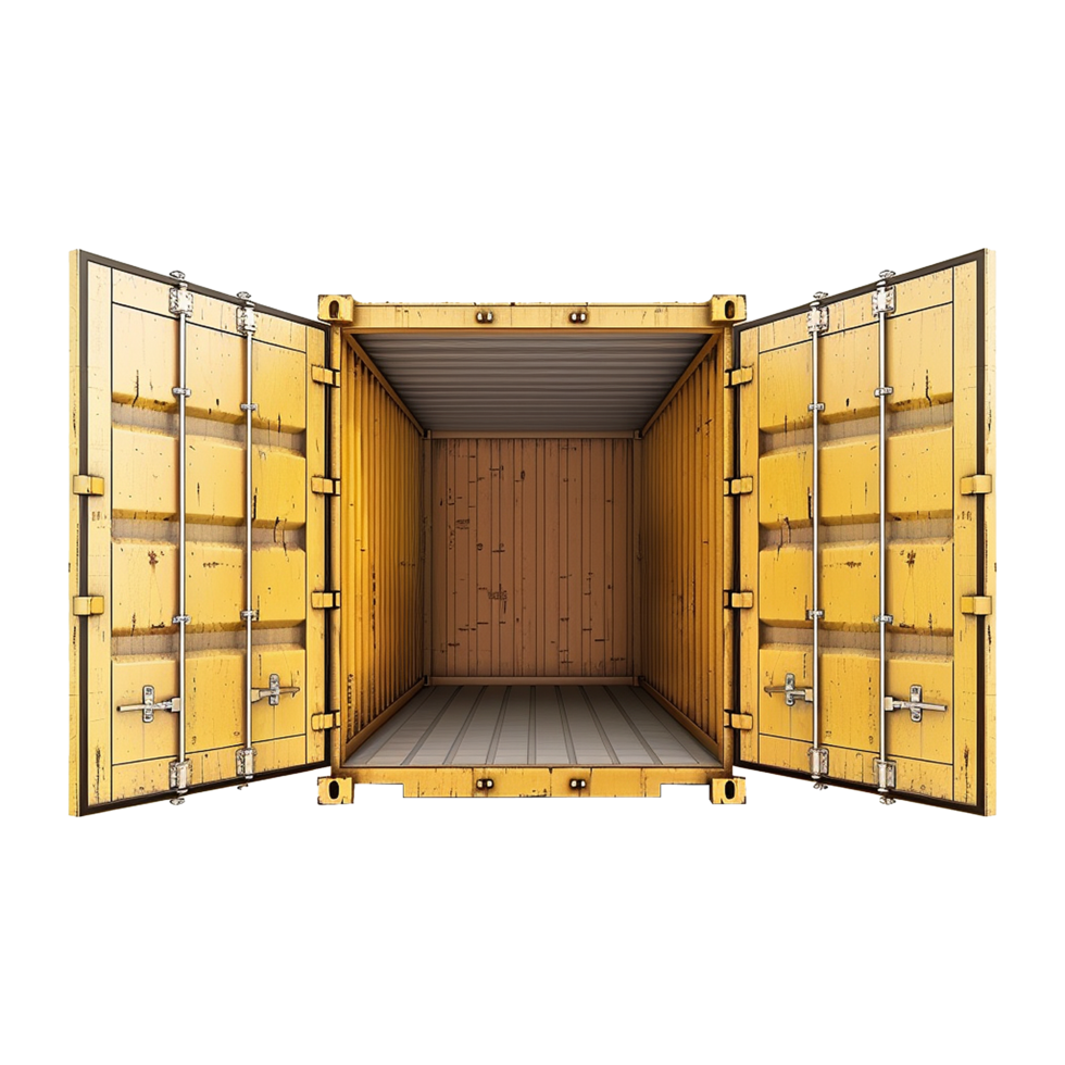 Cargo container with open view isolated on transparent background png