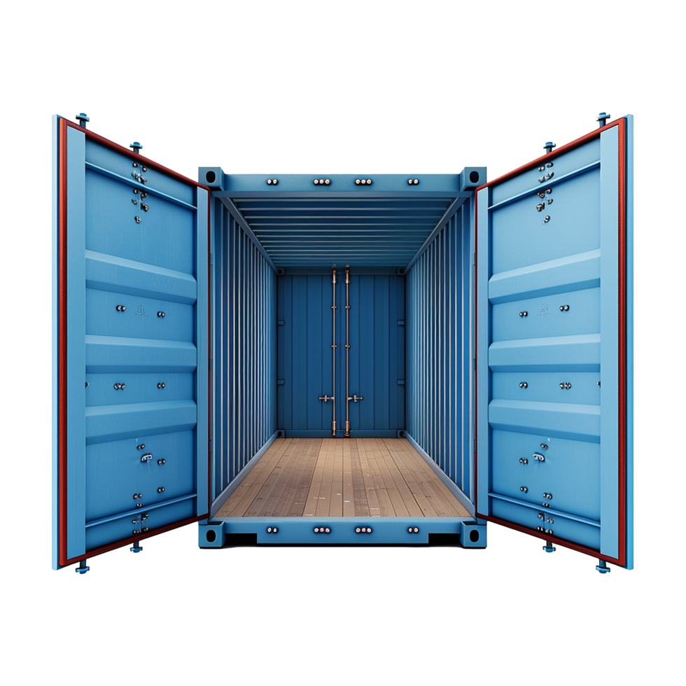 Cargo container with open view isolated on transparent background png