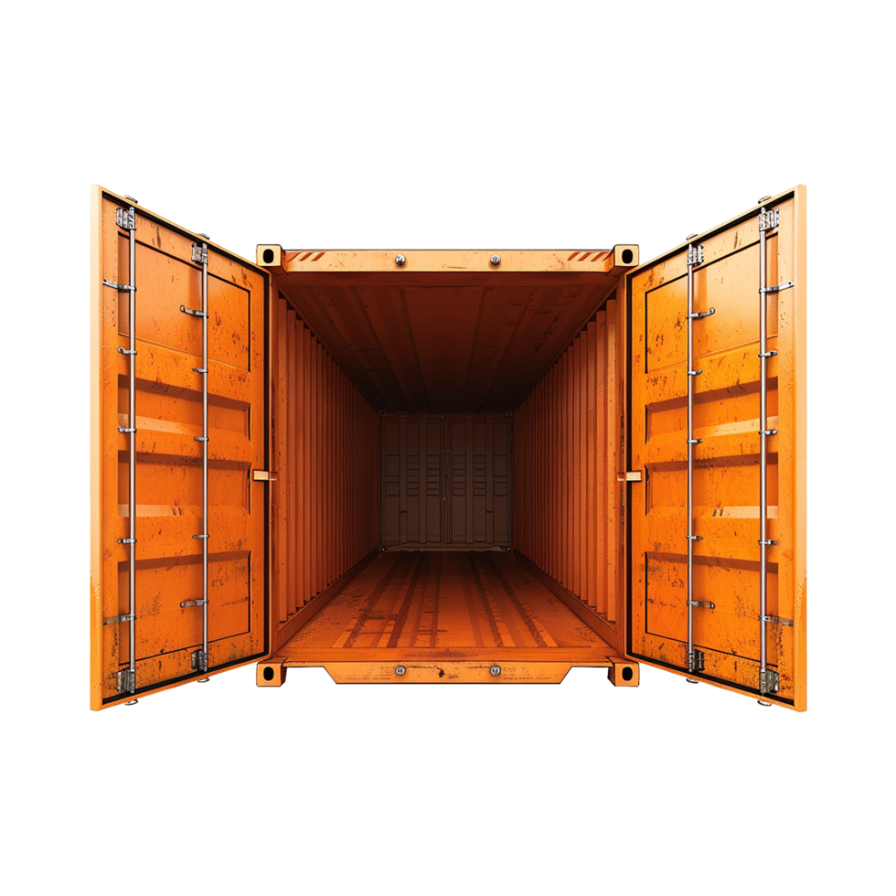 Cargo container with open view isolated on transparent background png
