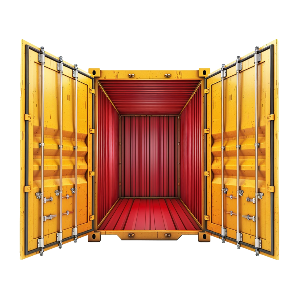 Cargo container with open view isolated on transparent background png