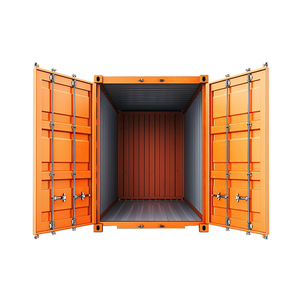 Cargo container with open view isolated on transparent background png