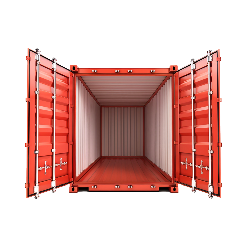 Cargo container with open view isolated on transparent background png