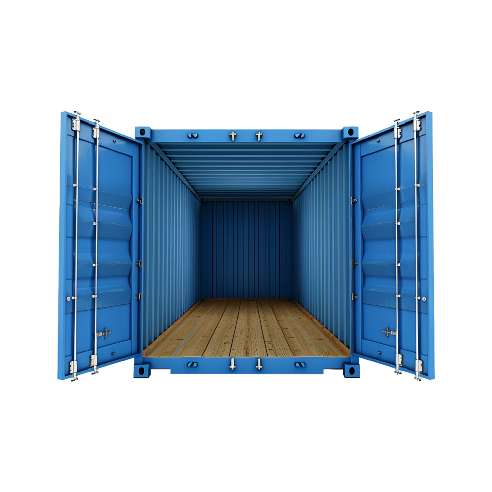 Cargo container with open view isolated on transparent background png