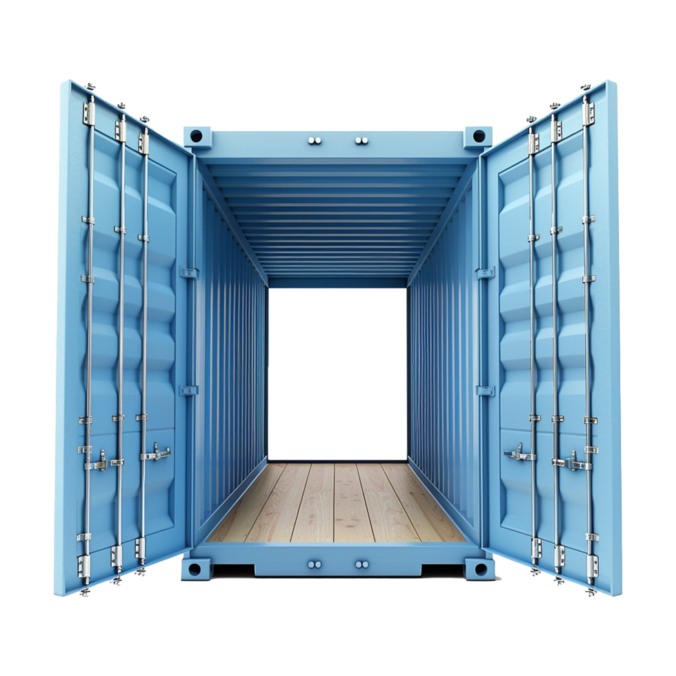 Cargo container with open view isolated on transparent background png