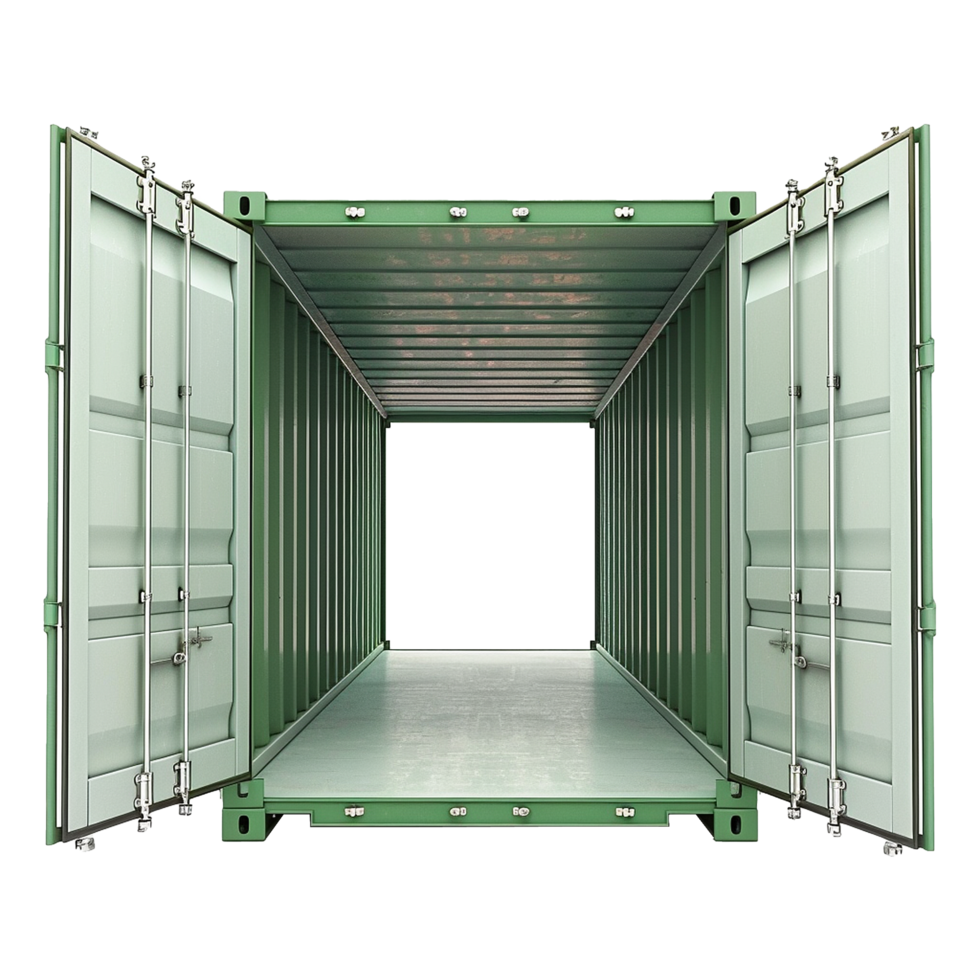 Cargo container with open view isolated on transparent background png