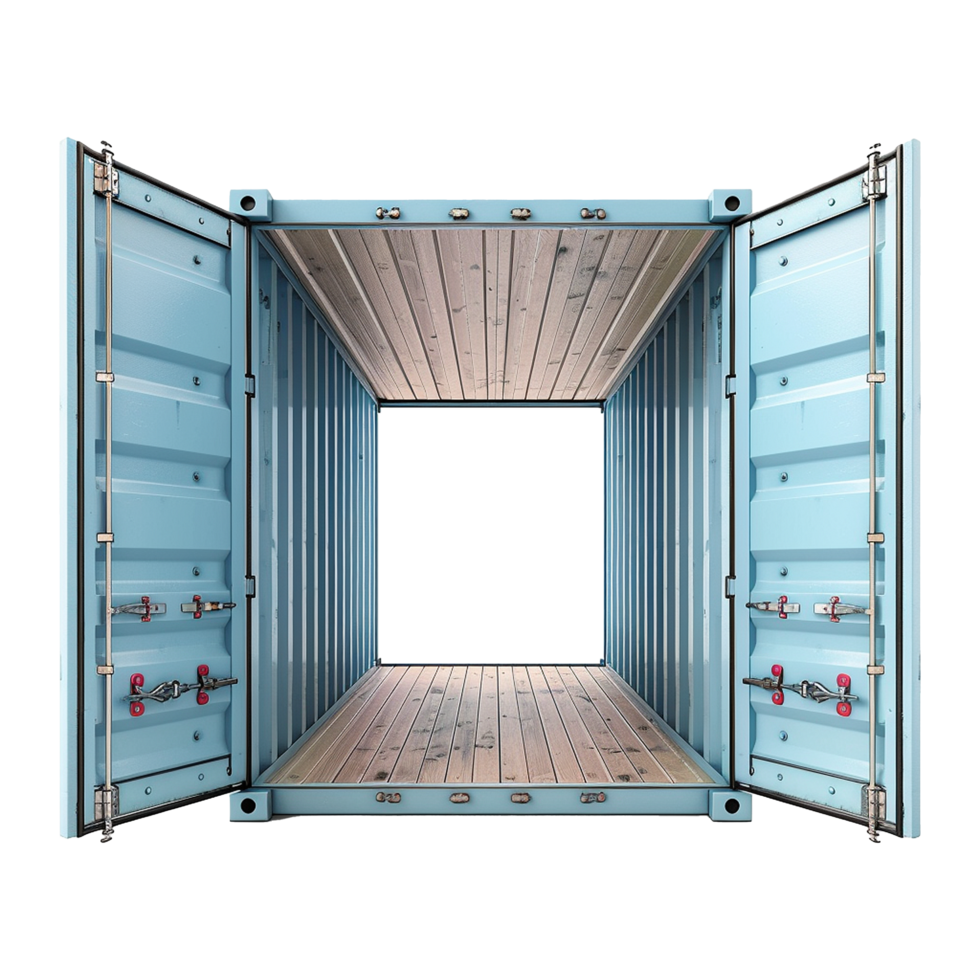 Cargo container with open view isolated on transparent background png