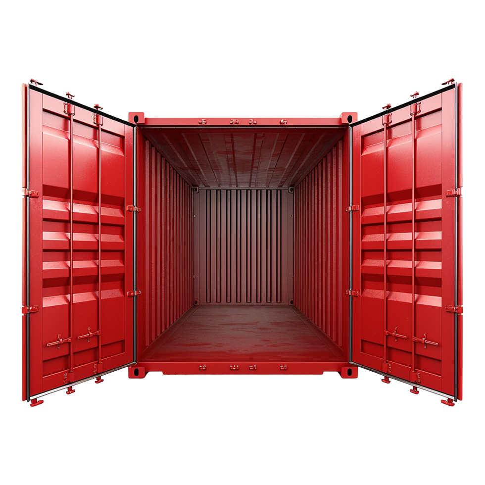 Cargo container with open view isolated on transparent background png