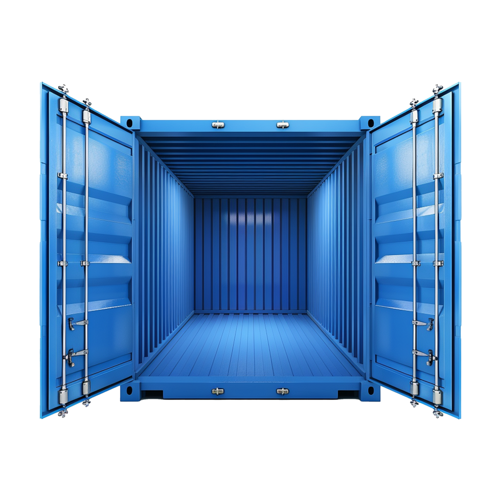 Cargo container with open view isolated on transparent background png