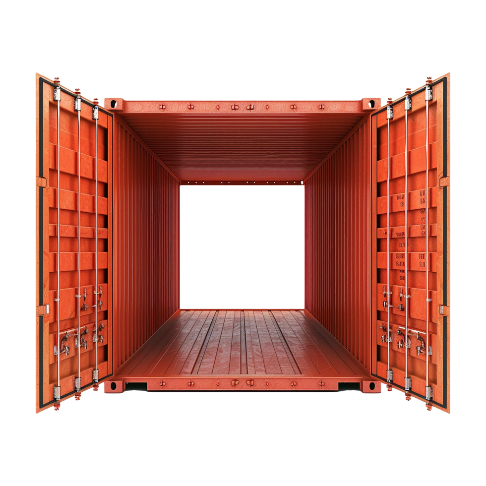 Cargo container with open view isolated on transparent background png