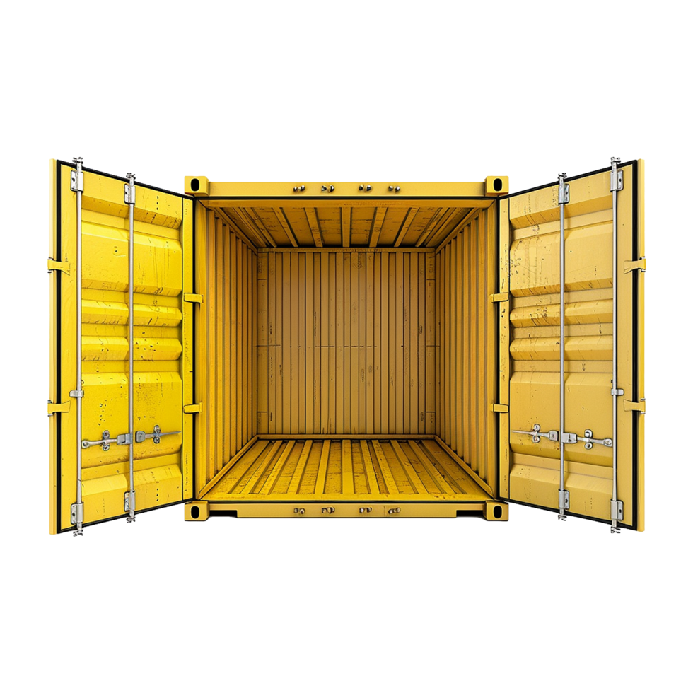 Cargo container with open view isolated on transparent background png