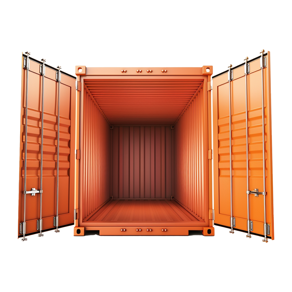 Cargo container with open view isolated on transparent background png