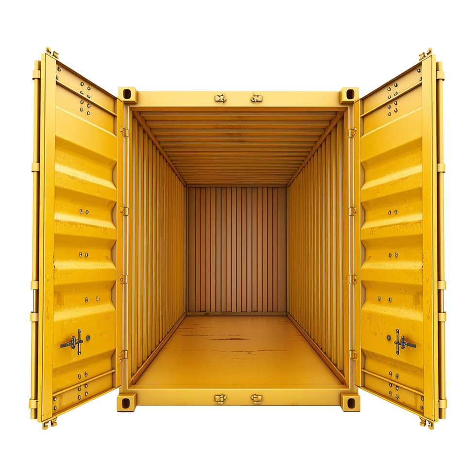 Cargo container with open view isolated on transparent background png
