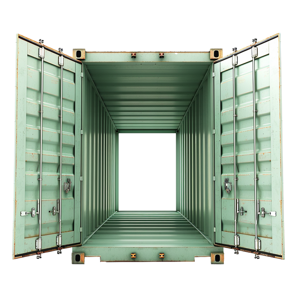 Cargo container with open view isolated on transparent background png