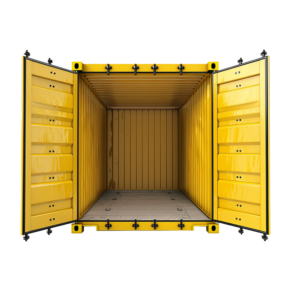 Cargo container with open view isolated on transparent background png