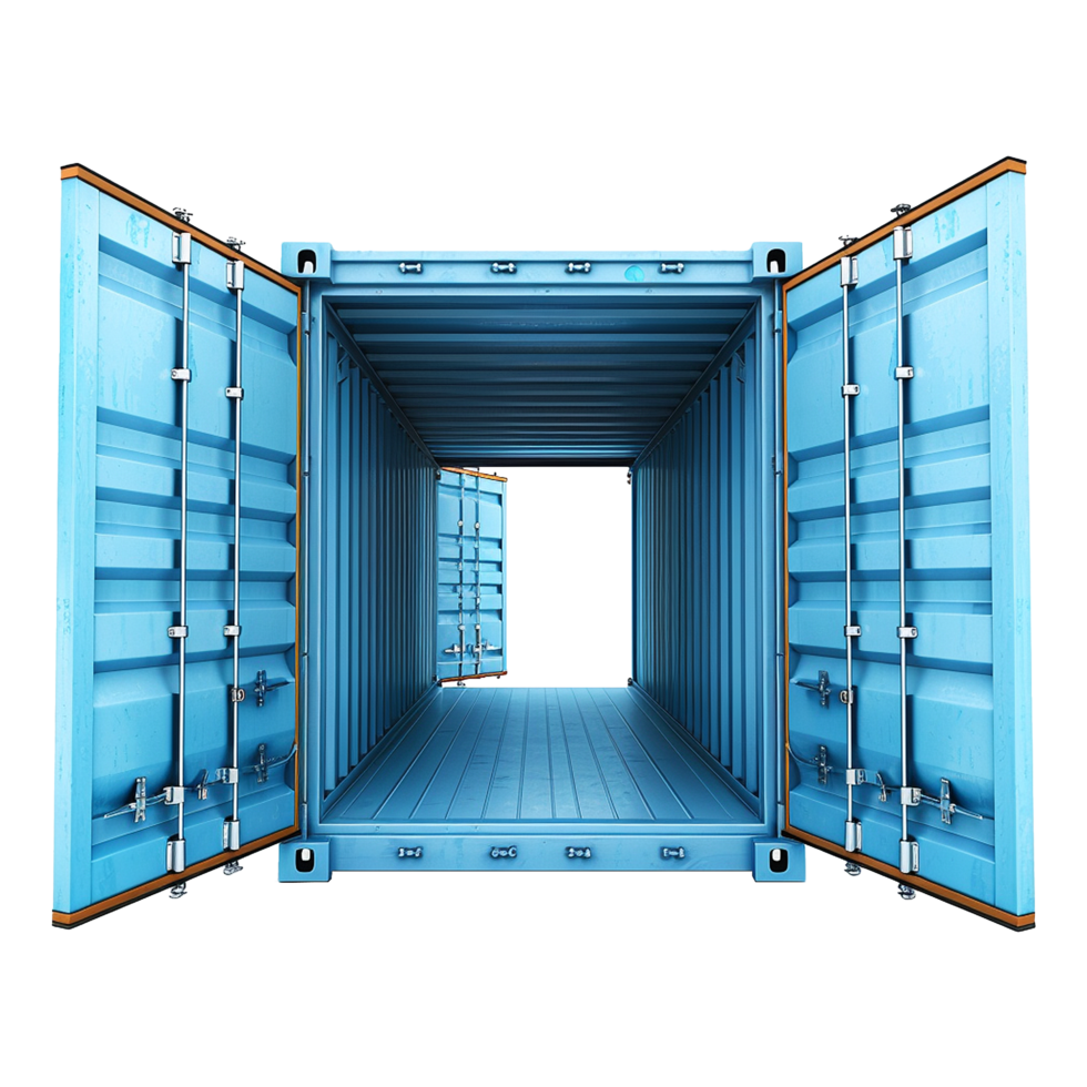 Cargo container with open view isolated on transparent background png