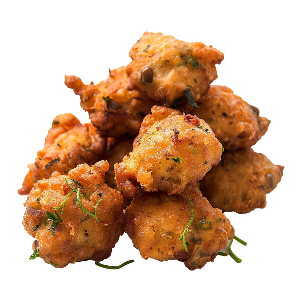 Deep fried bean fritters stuffed isolated on transparent background png