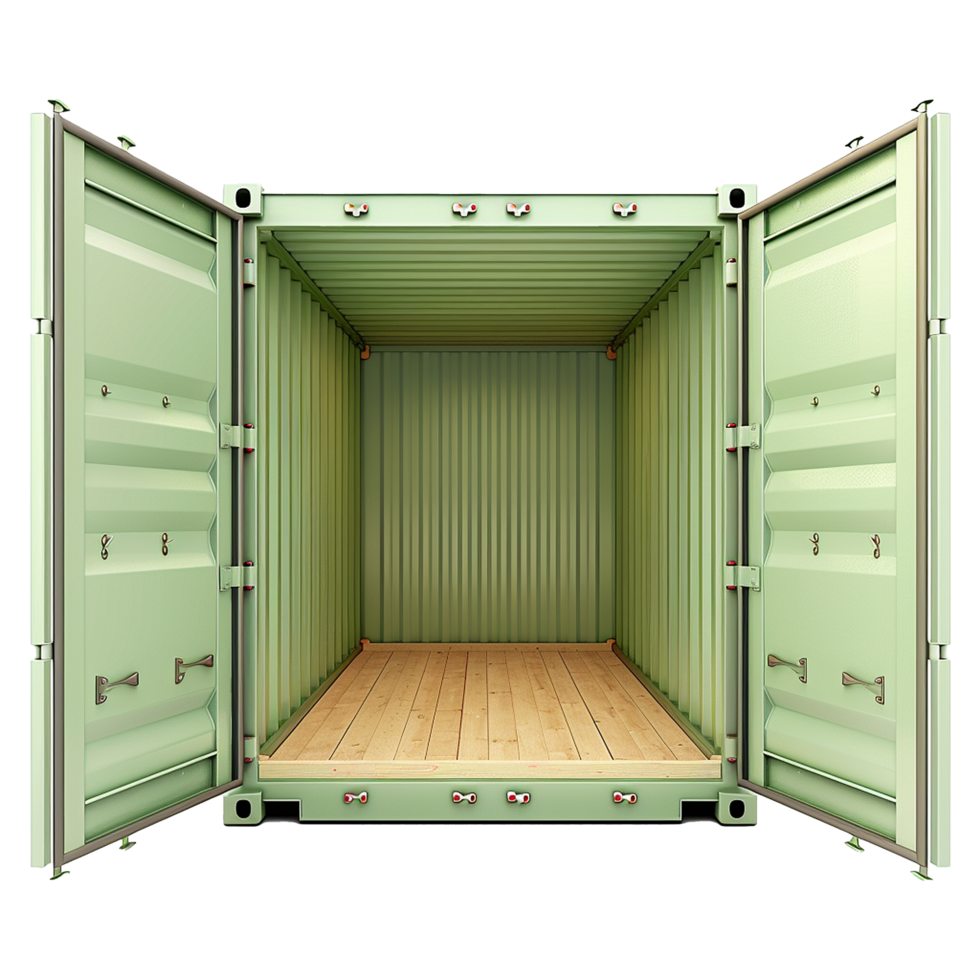 Cargo container with open view isolated on transparent background png
