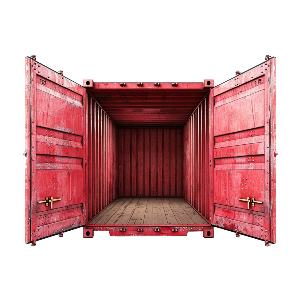 Cargo container with open view isolated on transparent background png