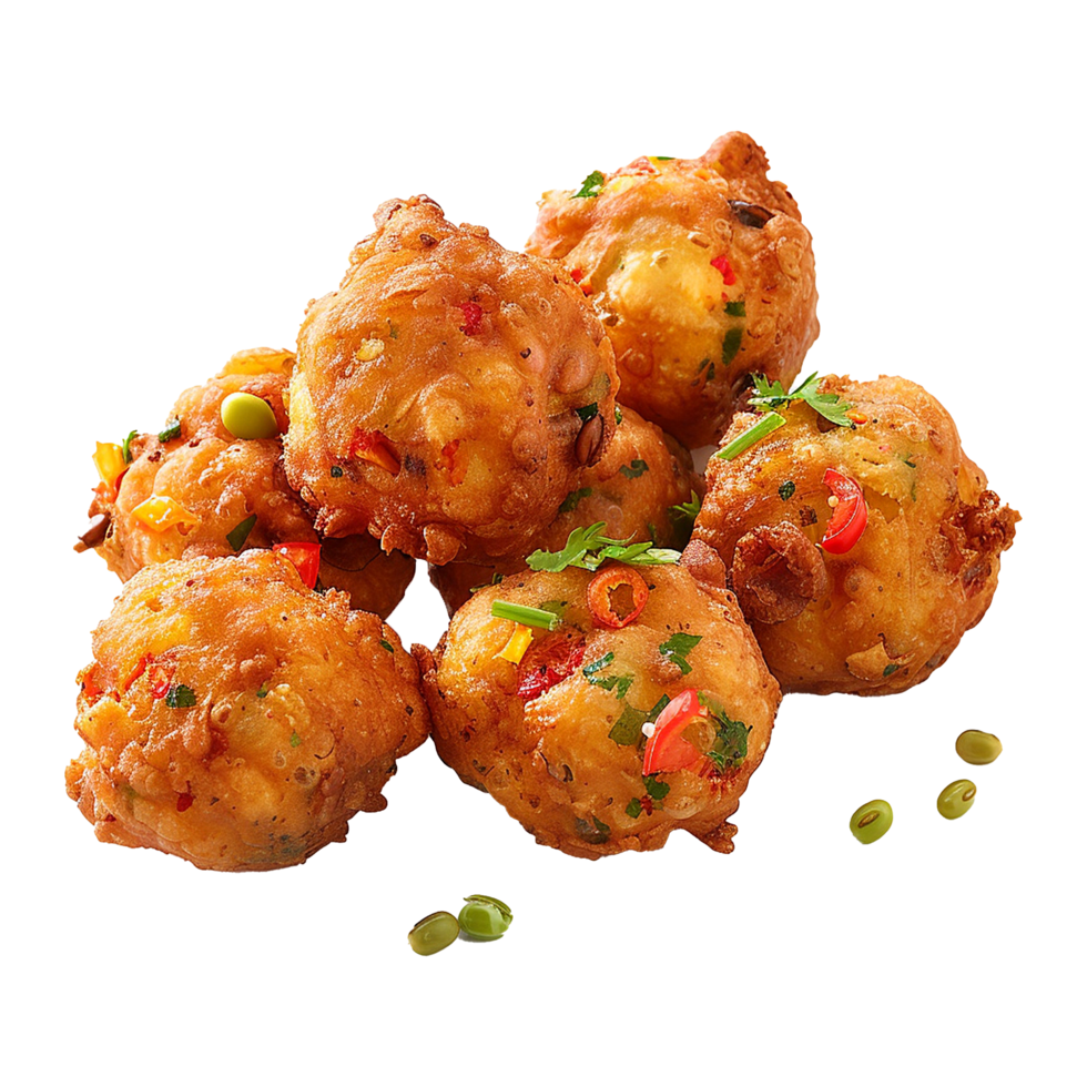 Deep fried bean fritters stuffed isolated on transparent background png