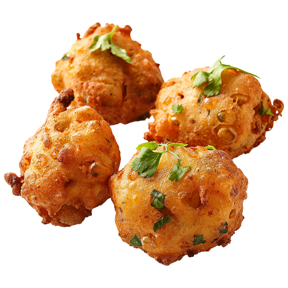 Deep fried bean fritters stuffed isolated on transparent background png