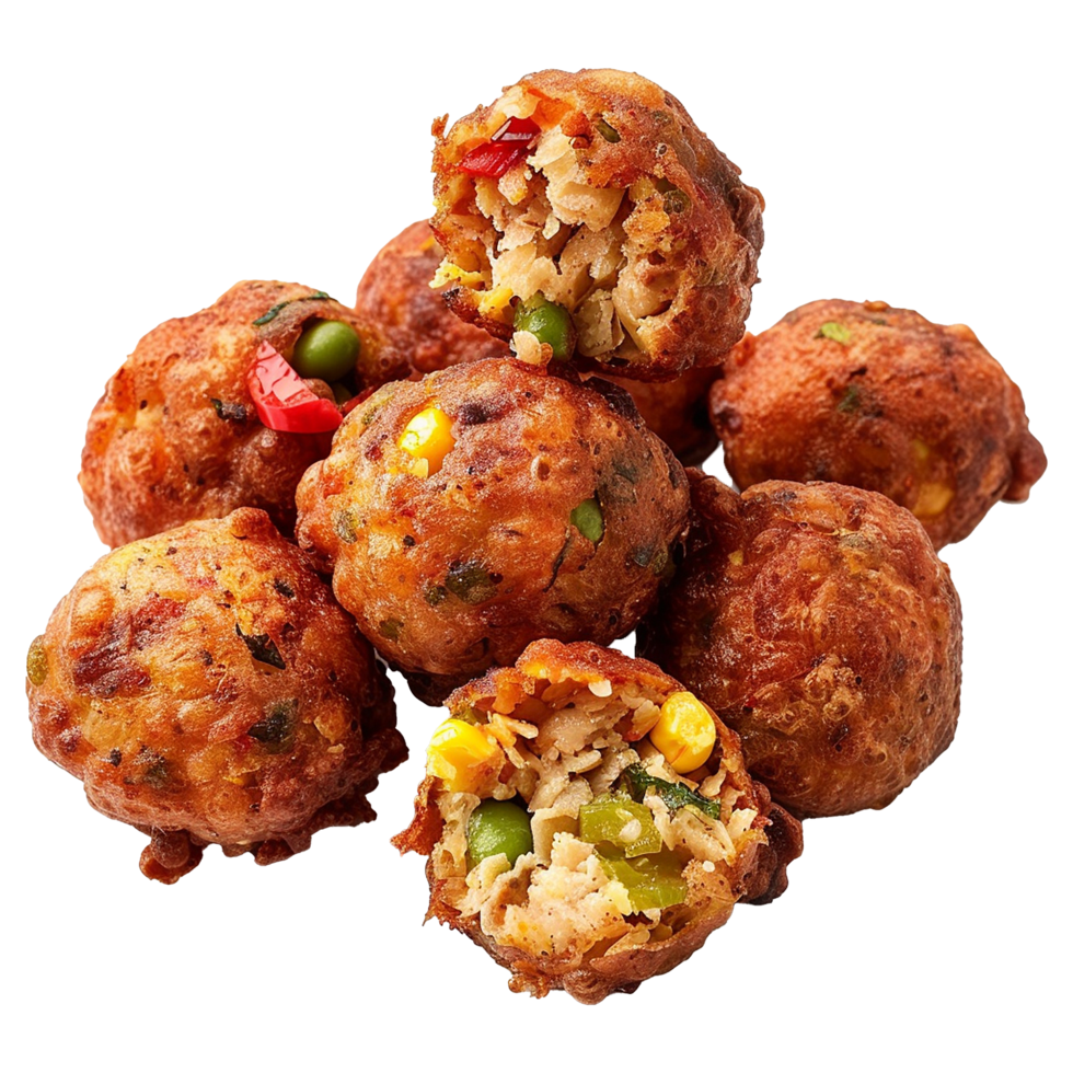 Deep fried bean fritters stuffed isolated on transparent background png