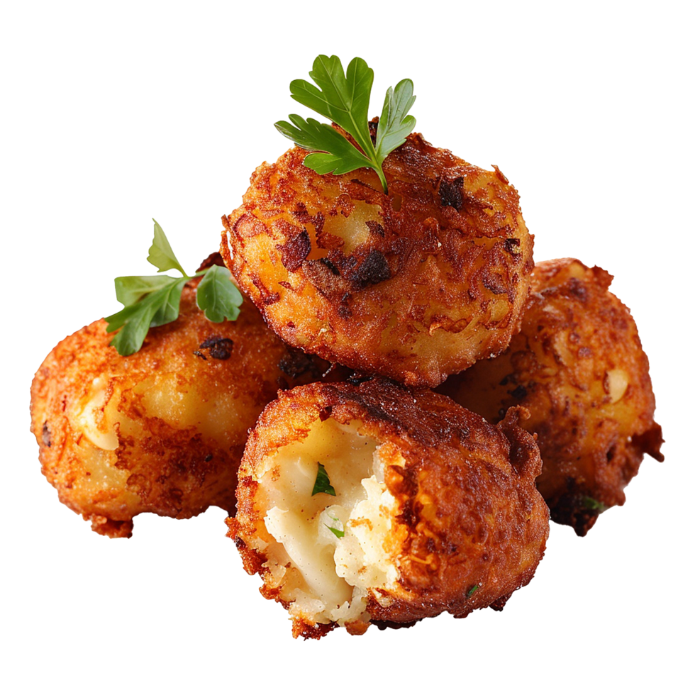 Deep fried bean fritters stuffed isolated on transparent background png