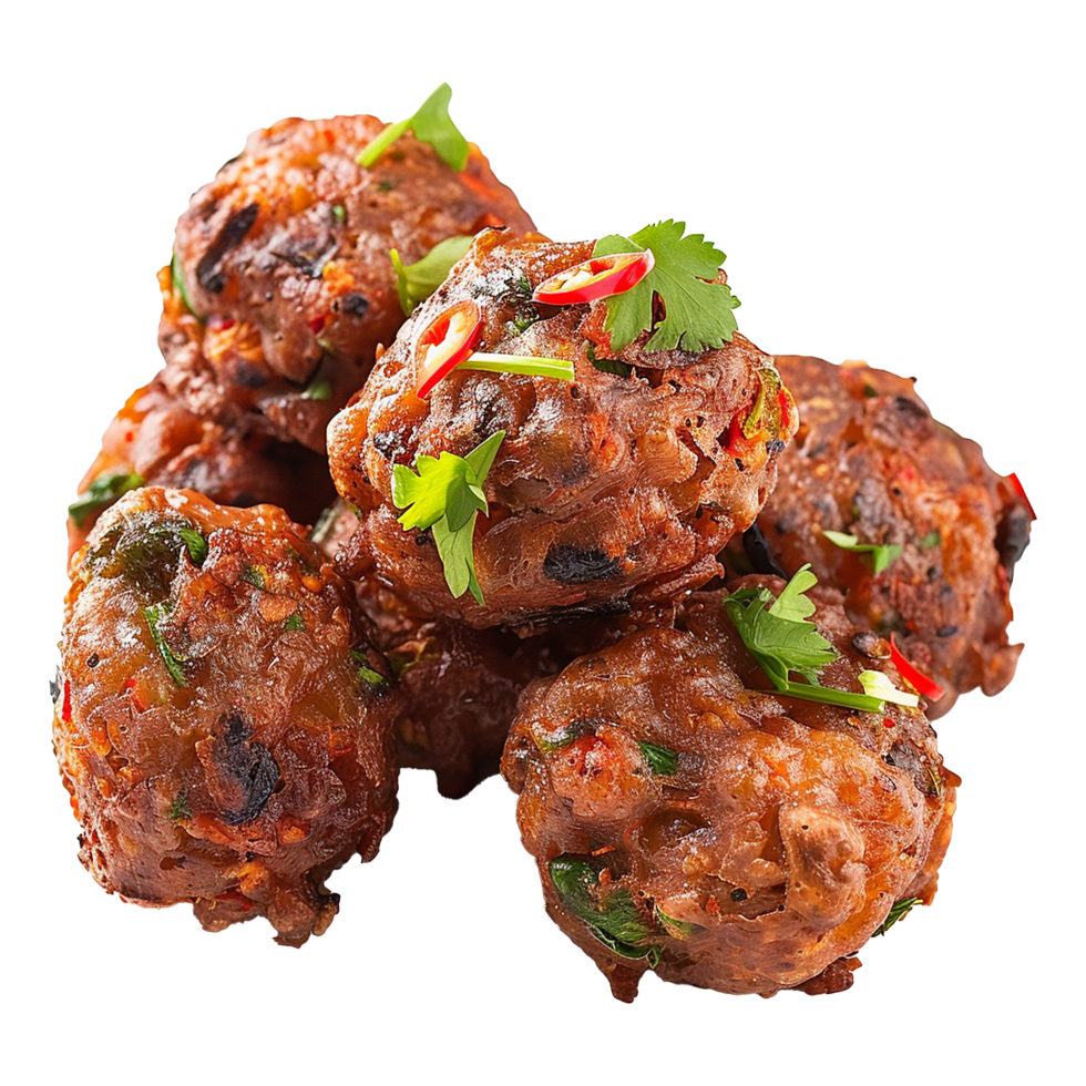Deep fried bean fritters stuffed isolated on transparent background png