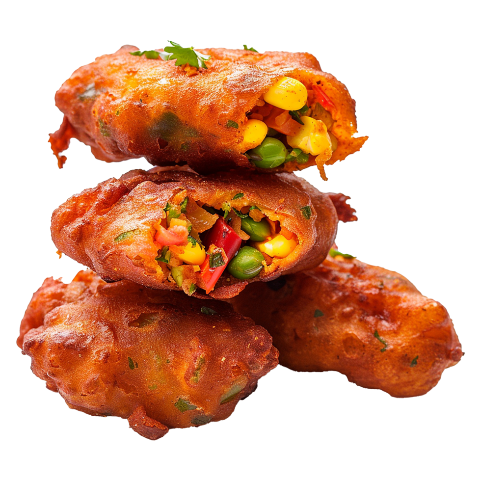 Deep fried bean fritters stuffed isolated on transparent background png