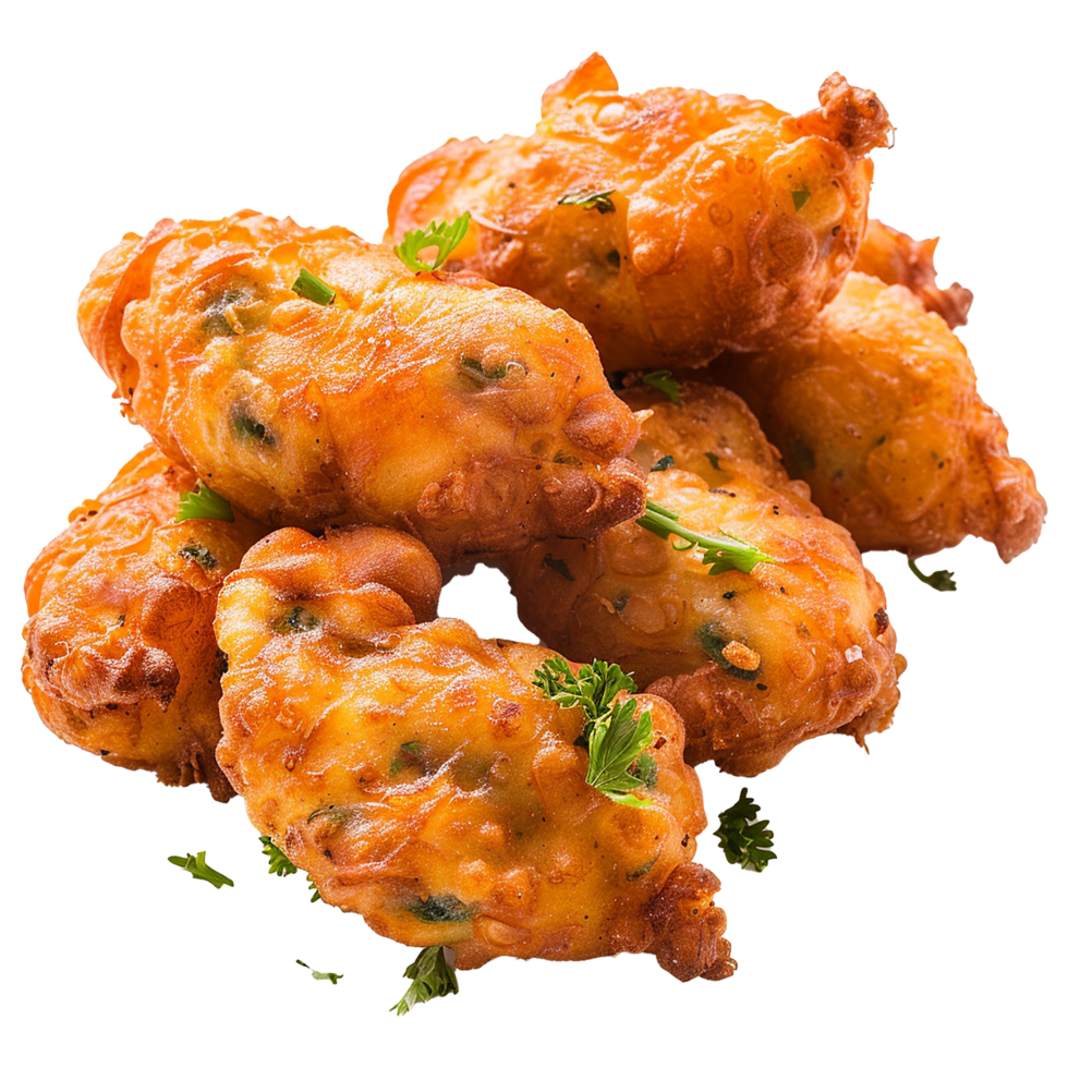 Deep fried bean fritters stuffed isolated on transparent background png