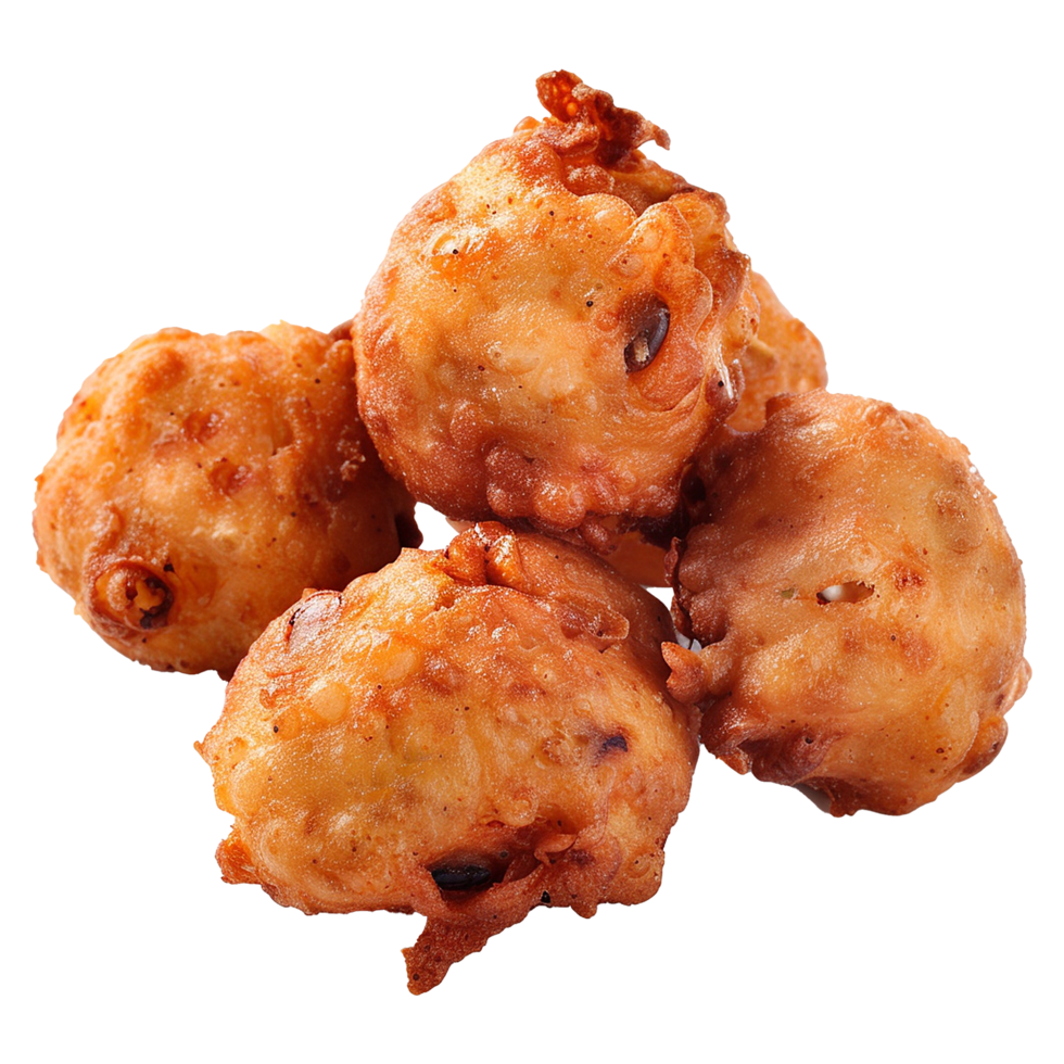 Deep fried bean fritters stuffed isolated on transparent background png
