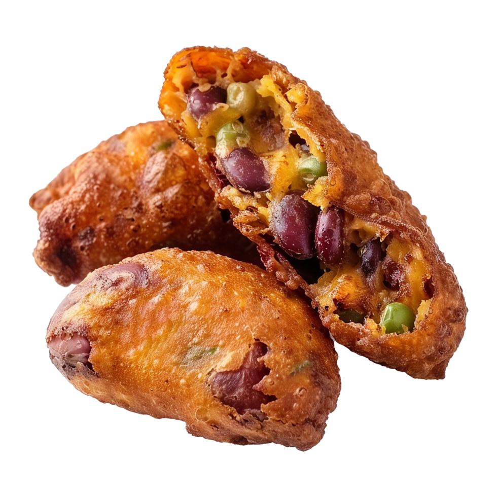 Deep fried bean fritters stuffed isolated on transparent background png