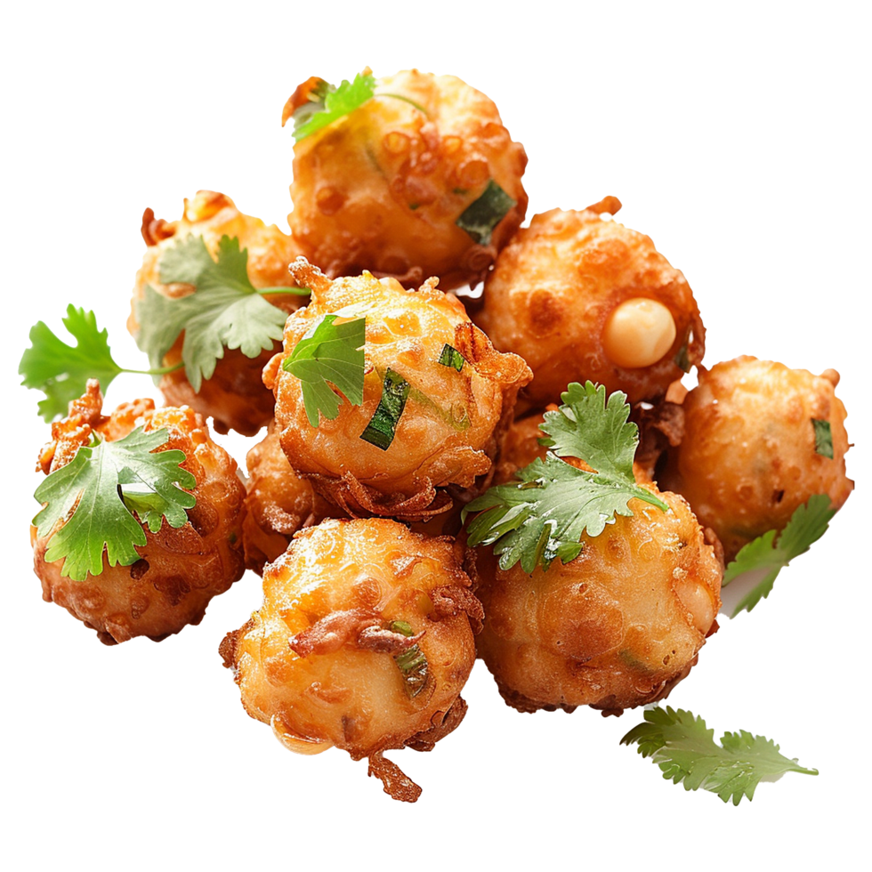 Deep fried bean fritters stuffed isolated on transparent background png
