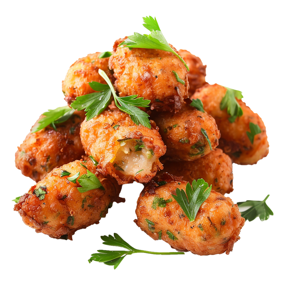 Deep fried bean fritters stuffed isolated on transparent background png