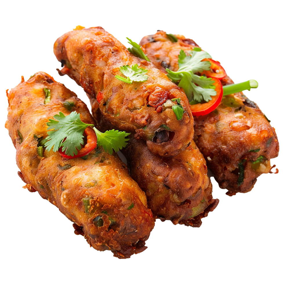 Deep fried bean fritters stuffed isolated on transparent background png