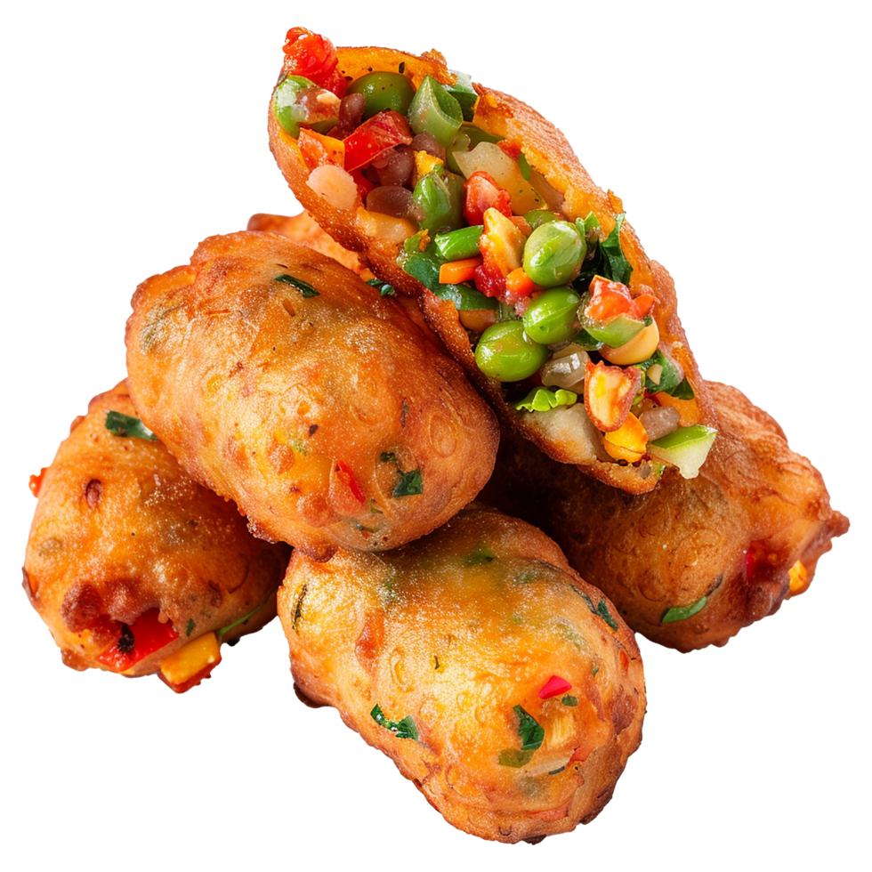 Deep fried bean fritters stuffed isolated on transparent background png