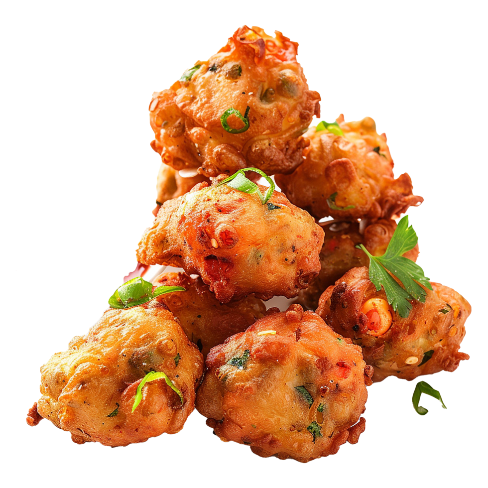 Deep fried bean fritters stuffed isolated on transparent background png