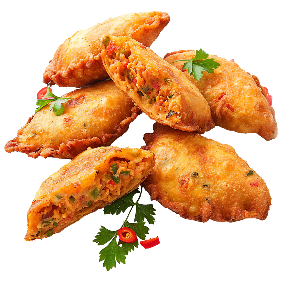 Deep fried bean fritters stuffed isolated on transparent background png