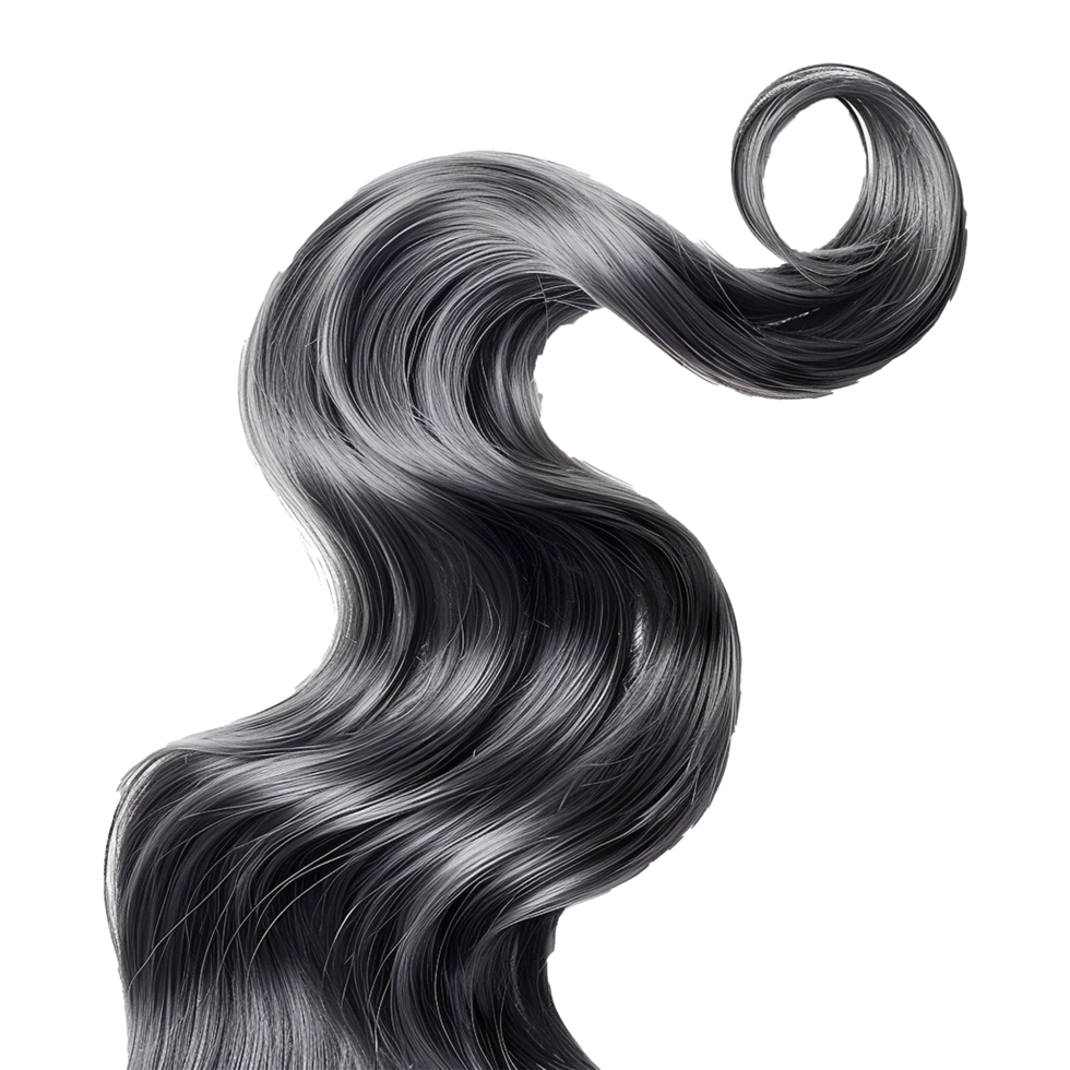 Gray wave hair isolated on transparent background png