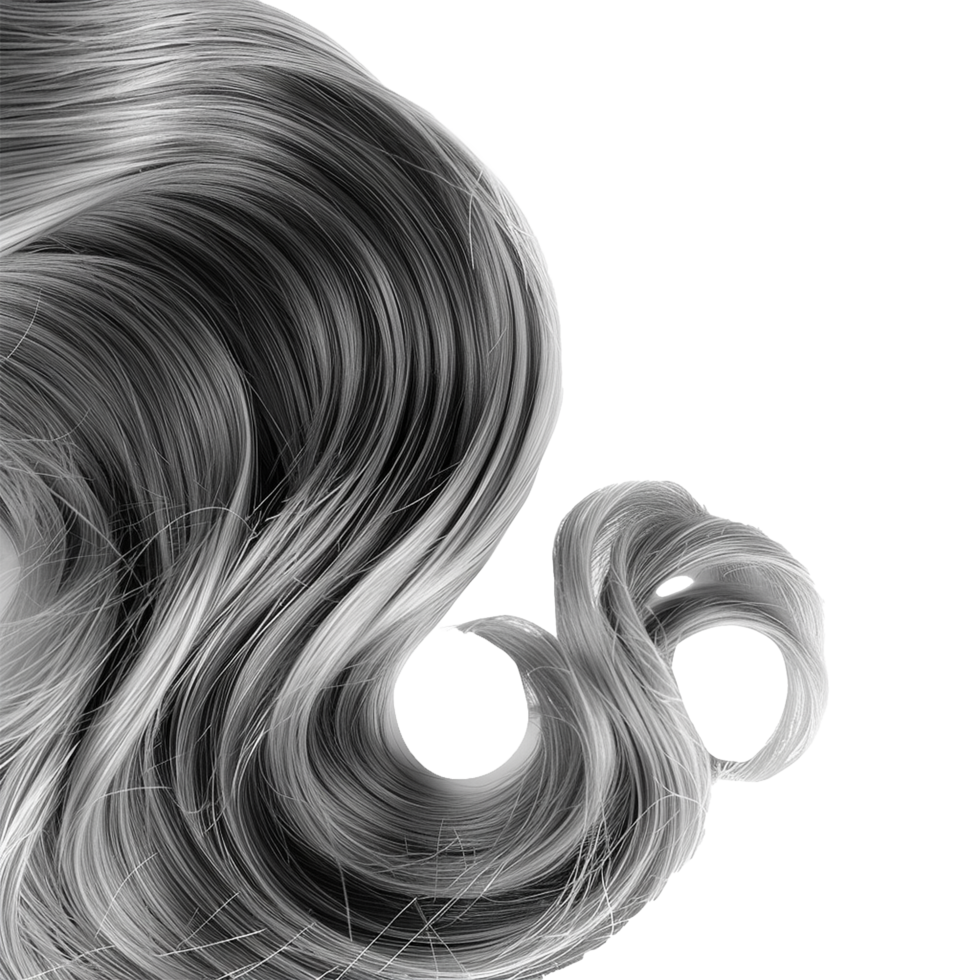 Gray wave hair isolated on transparent background png