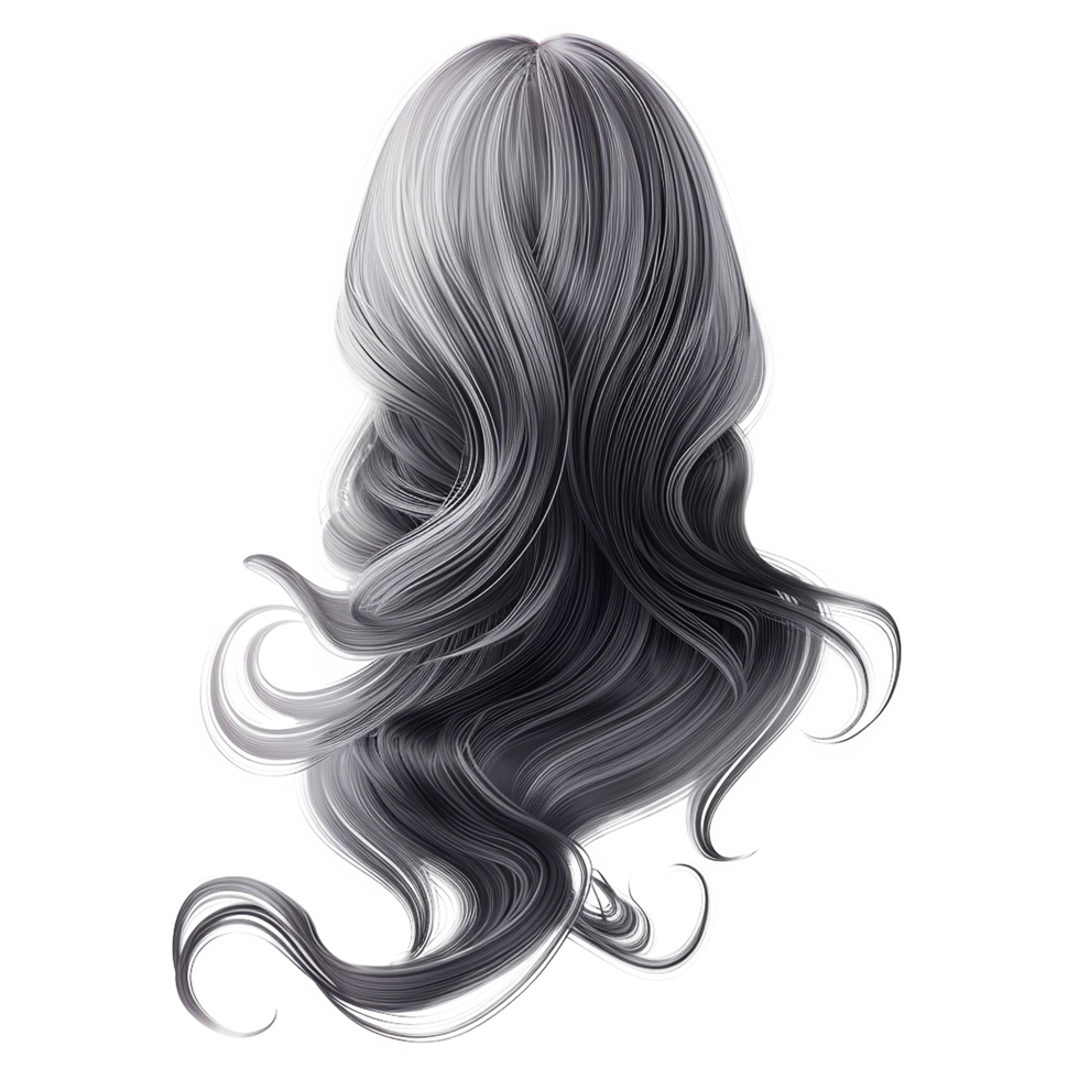 Gray wave hair isolated on transparent background png