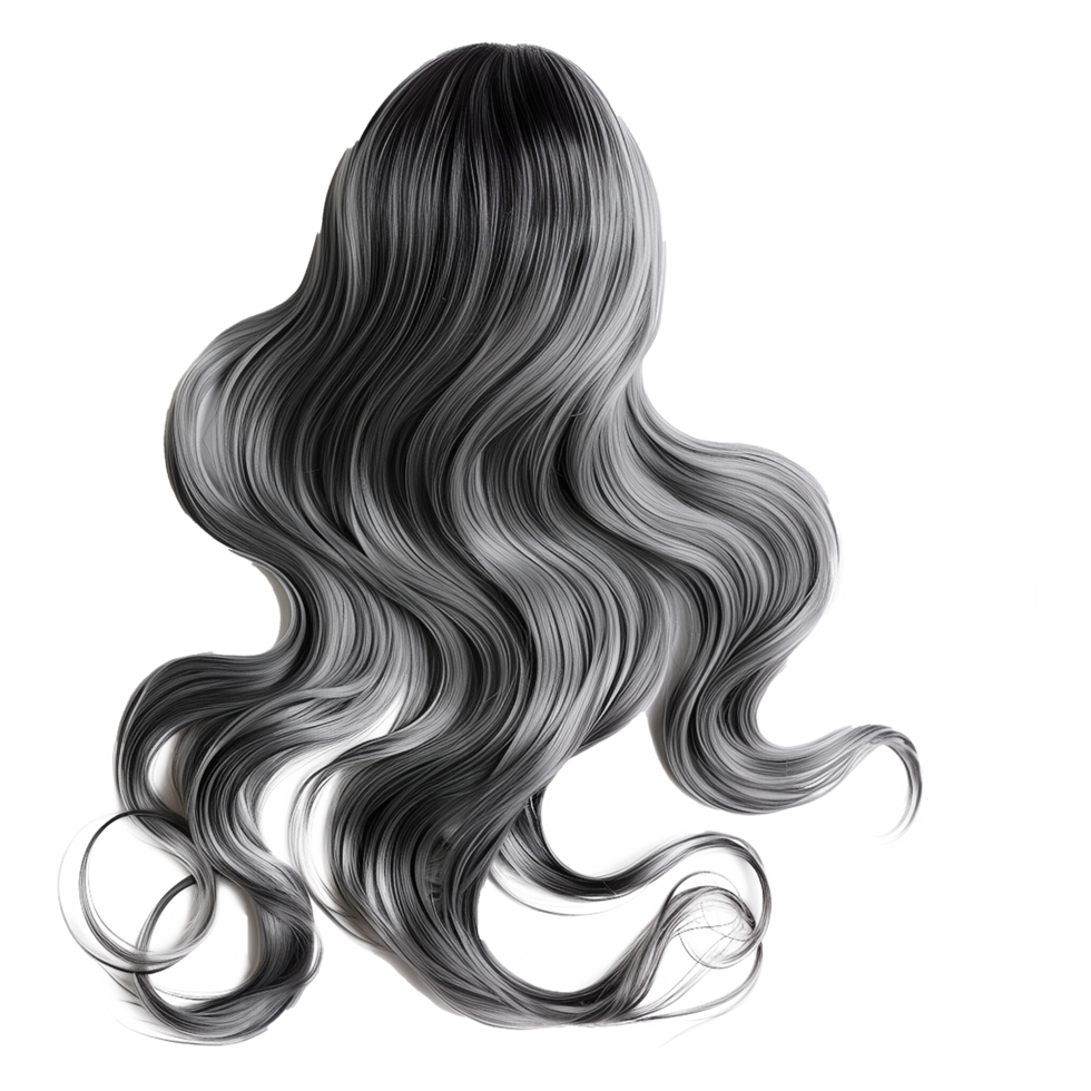 Gray wave hair isolated on transparent background png