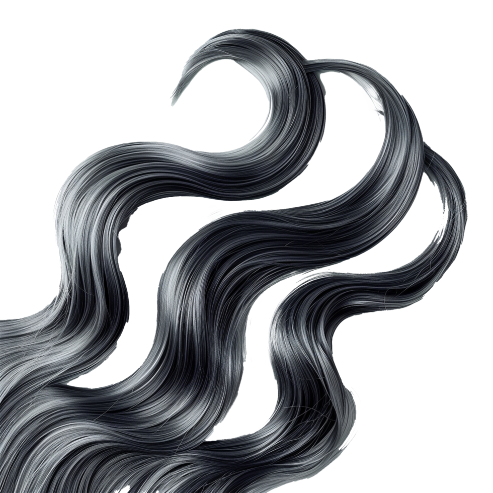 Gray wave hair isolated on transparent background png
