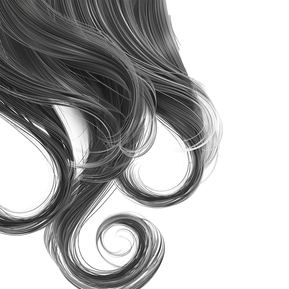 Gray wave hair isolated on transparent background png