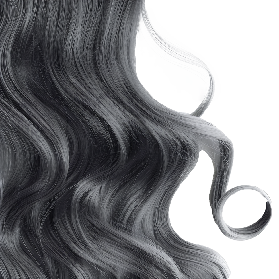 Gray wave hair isolated on transparent background png
