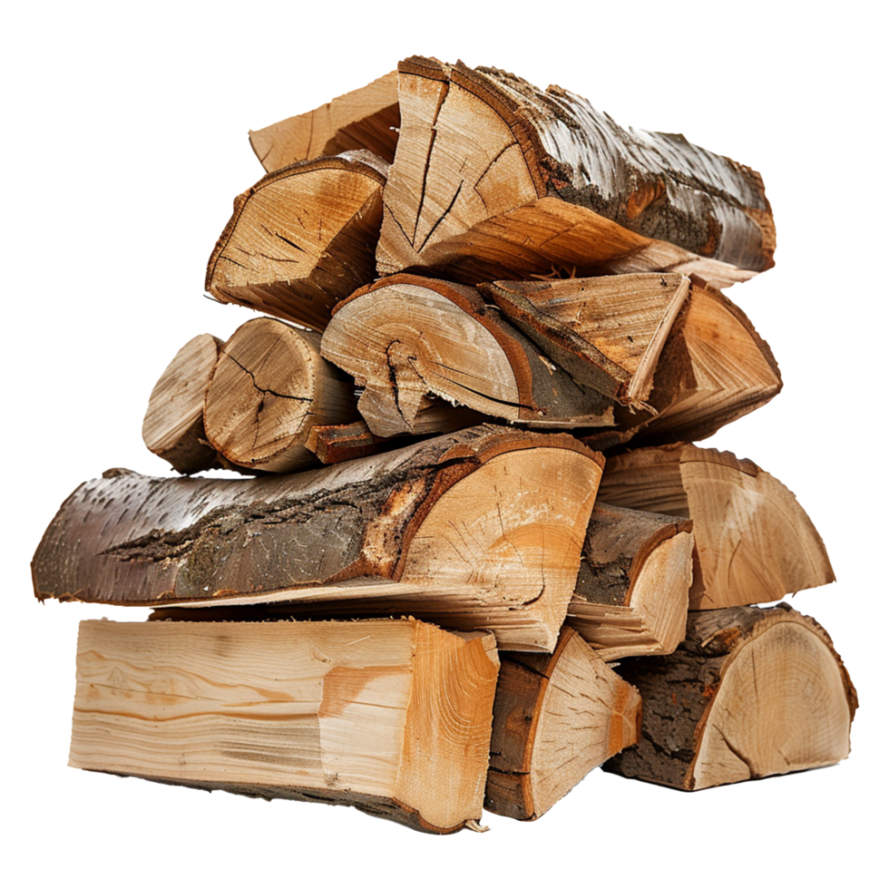 Stack of firewood isolated on a transparent background png