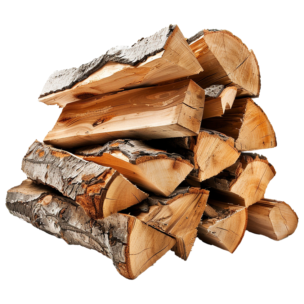 Stack of firewood isolated on a transparent background png