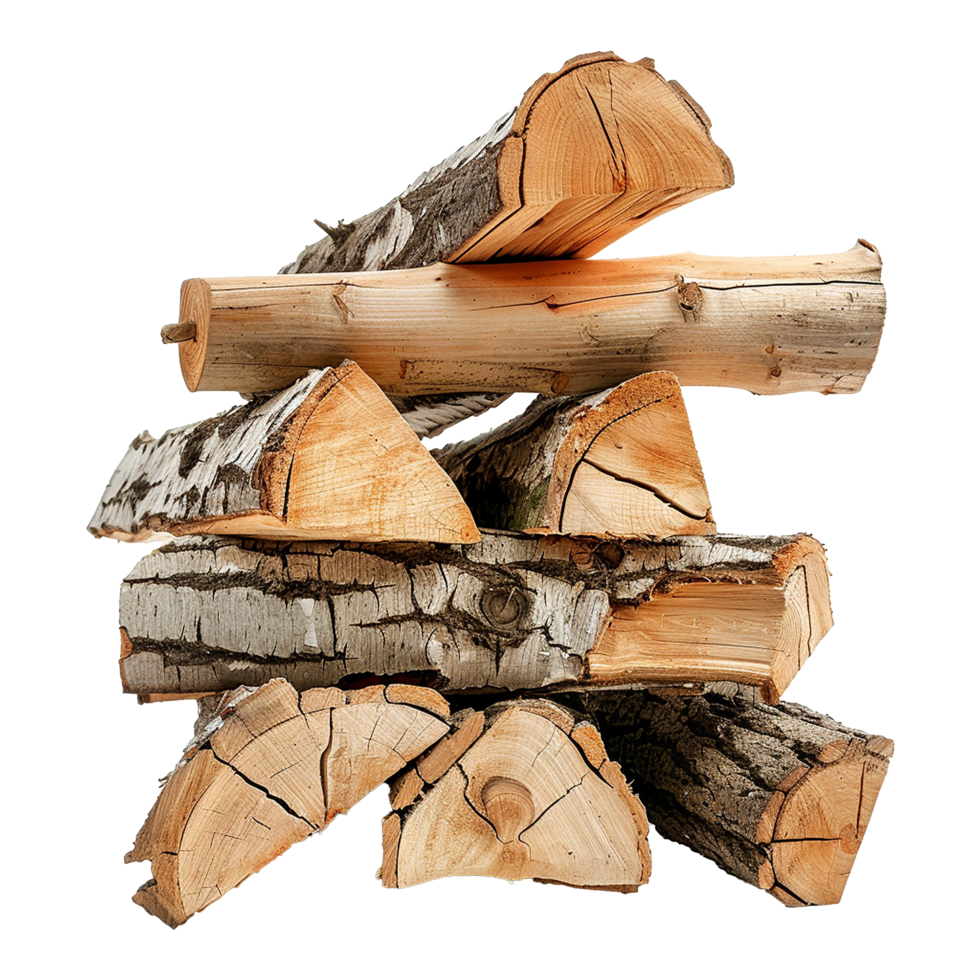 Stack of firewood isolated on a transparent background png